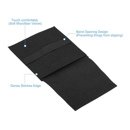 PATIKIL 10x10cm Jewelry Pouches with Band, 8 Pack Microfiber Portable Soft Storage Bags Packaging for Necklace Bracelet Earring Watch Rings Brooch, Black - color: Black