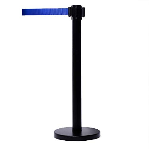 VIP Crowd Control Retractable Belt Queue Safety Stanchion Barrier Set, 36" Ht, 78" Blue Belt (2 Posts) - color: 2 Posts Blue Belt