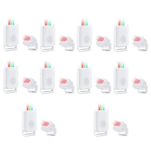 Nineleaf Motion Detector, Store Door Alarm, Commercial Door Alarm, 17 Tones, 5 Volume Levels, Vibration Function, 918ft Range, 4 LED Indicators, 10PK