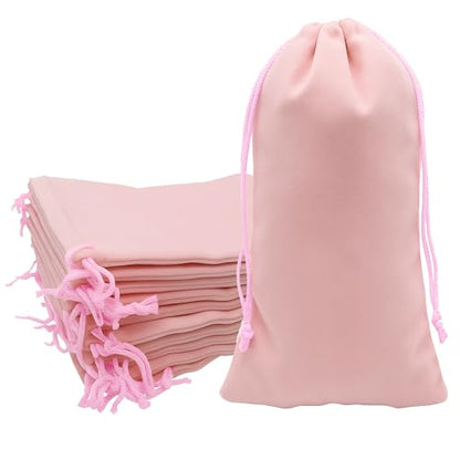 Mandala Crafts 4x10 Dusty Rose Velvet Drawstring Bags for Wine Bottle - color: Dusty Rose 4X10 Inches, size: 1 Count (Pack of 50)