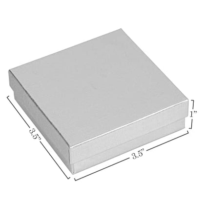 Cardboard Jewelry Boxes 10 Pack - 3.5"x3.5"x1" Bulk Cotton Filled Small Gift Boxes with Lids for Jewelry Packaging (Silver Linen) - color: Silver Linen
