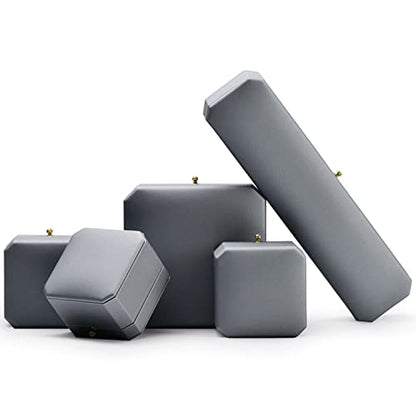 Premium Leather Necklace Pendant Box Jewelry Gift Box Jewelry Necklace Earrings Gift Box - color: Grey, size: Pendant Box
