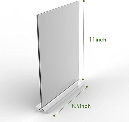 KOOLDE Acrylic Sign Holder 8.5x11 Inches 3 Pack T Shape Desktop Display Stand Vertical Double Sided Clear Table Menu Flyer Holder for Restaurants, Office, Shop, Wedding - color: Clear - 3 Pack