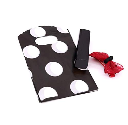 Joyhey 100 Count 3.5" x 5.9" Small Plastic Merchandise Bags, Retail Bags, Gift Bags with Die Cut Handles - White Dot (Floral Pattern) - color: White Dot