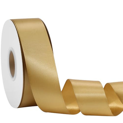 Gold Ribbon 1 1/2 Inch x 50 Yards – Double Faced Luxury Satin Ribbon for Holiday Gift Wrapping, Wedding, Party Bows & Crafts - color: Gold, size: 1-1/2 inch
