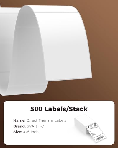 SVANTTO 4x6 Thermal Labels, 500Pcs/Stack, White Shipping Labels - size: 500 Labels