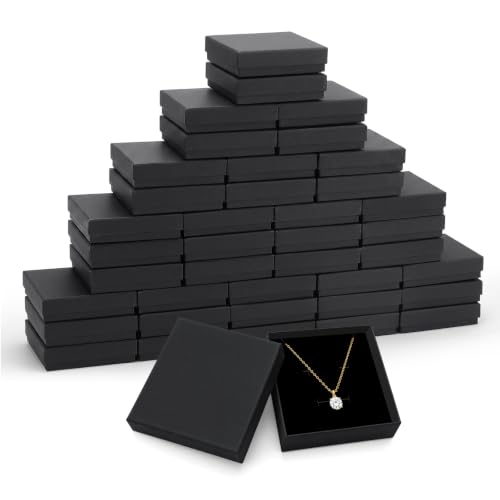 Jewelry Gift Boxes, 40 Pack 3.5x3.5x1 Inch, Black - color: Black, size: 3.5x3.5x1 Inch (Pack of 40)