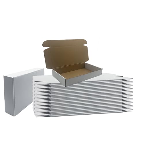 12x6x2 inches Shipping Boxes Set of 25, White Corrugated Cardboard Mailers - color: White, size: 12" x 6" x 2" -25Pack