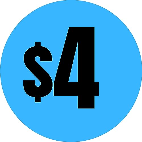 Mobiusea Creation 480pcs Blue Price Stickers | 4 Dollar Price Tags | 3/4" Diameter Preprinted Labels | Garage Sale Stickers - size: 4 Dollars | 480pcs