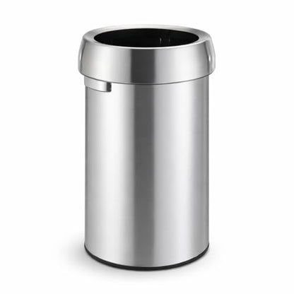 Home Zone Living 16 Gallon Commercial Trash Can with Removable Open Top Lid - color: Brushed Silver, size: Round