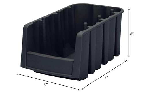 Akro-Mils 30796 Economy Stacking Shelf Plastic Storage Bins, (9-Inch x 6-5/8-Inch x 5-Inch), Black (10-Pack) - size: 8.875 x 6.625 x 5