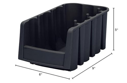 Akro-Mils 30796 Economy Stacking Shelf Plastic Storage Bins, (9-Inch x 6-5/8-Inch x 5-Inch), Black (10-Pack) - size: 8.875 x 6.625 x 5