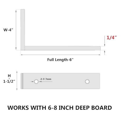 NEODROP 6-Pack 6 Inch Heavy Duty Shelf Brackets, Premium Floating L Bracket for Wall, Kitchen, Mantel Shelves Support | Quarter Inch (1/4") Thick | Black Powder Coated Steel - size: 6 Inch, style: 6 Pack