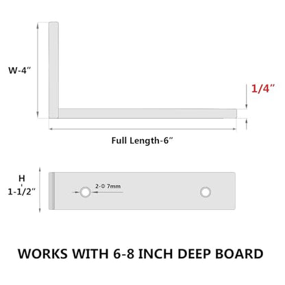 NEODROP 6-Pack 6 Inch Heavy Duty Shelf Brackets, Premium Floating L Bracket for Wall, Kitchen, Mantel Shelves Support | Quarter Inch (1/4") Thick | Black Powder Coated Steel - size: 6 Inch, style: 6 Pack