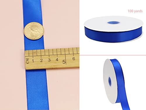 1" Royal Blue Double Face Satin Ribbon 100yd for Gifts - color: Royal Blue, size: 1 inch