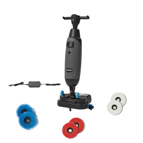 Battery Powered Portable Hand Held Walk Behind Floor Scrubber Machine 17" Cleaning Path, 17.5" Squeegee, 1.2 Gal Tank Up to 13,000 Sq. Ft./Hr.