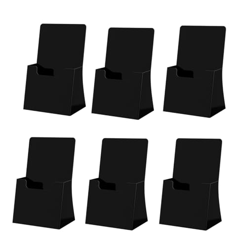 Marketing Holders 6 Pack Brochure Holder for 4.25" Trifolds Black Acrylic Countertop Literature Organizer Freestanding Angled Pamphlet Dispenser for Offices Retail Shops and Restaurants