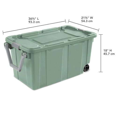 40 Gal Heavy Duty Wheeled Storage Totes 2 Pack, Rugged Plastic Storage Bins with Secure Latching Lids, Stackable Rolling Containers for Garage, Workshop, Warehouse & Outdoor Storage