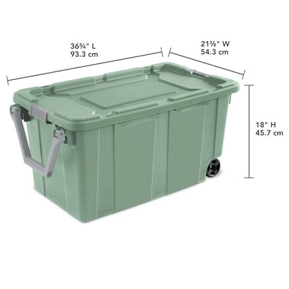 40 Gal Heavy Duty Wheeled Storage Totes 2 Pack, Rugged Plastic Storage Bins with Secure Latching Lids, Stackable Rolling Containers for Garage, Workshop, Warehouse & Outdoor Storage