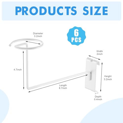 Blulu 6 Pcs Hat Displayer for Gridwall, Metal Hat Helmet Rack, White - color: White
