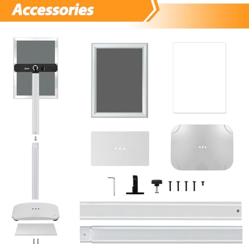 Sign Holder Stand 11x17 Inch, Heavy Duty Pedestal Floor Sign Stand - color: Silver, size: 11x17 in