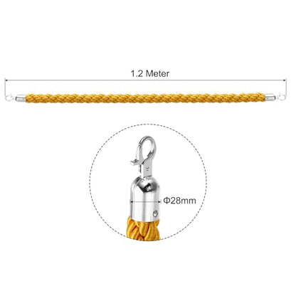 PATIKIL Stanchion Rope, 1.2m/3.9Ft Barrier Rope Twisted Post Ropes for Posts Stands Queue Divider Crowd Control of Hotel, Yellow Silver - color: Yellow, Silver, size: 3.9Ft