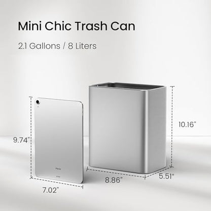 Cesun Small Bathroom Trash Can, 2.1 Gallons, Under Sink Wastebasket, Silver - color: Silver