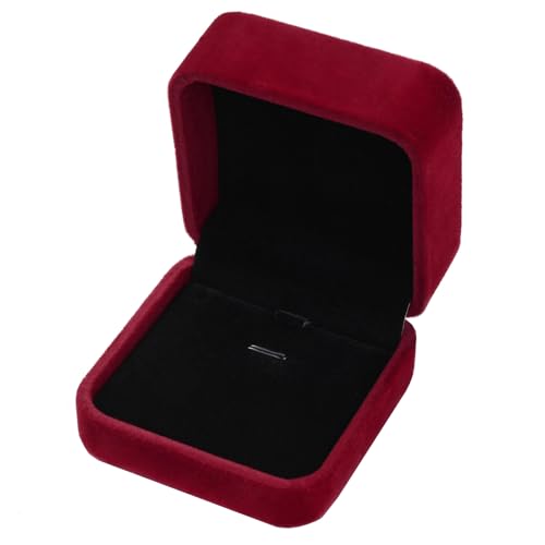Velvet Necklace Pendant Gift Box Jewelry Box 2.8 x 2.8 x 1.6 inches (Wine) - color: Wine