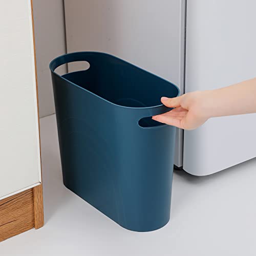 rejomiik Small Bathroom Trash Can, 3.5 Gallon Slim Garbage Can, Teal Blue - color: Teal Blue, size: 1 pack