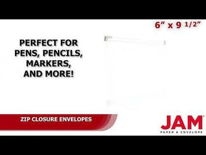 JAM PAPER Plastic 3 Hole Punch Binder Envelopes with Zip Closure - #10 Wallet Booklet - 6 x 9 1/2 - Clear - 3/Pack - color: Clear, size: 3 Hole Binder Pocket - 3 Pack