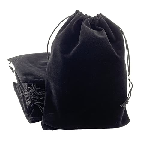 Palmhomee Pack of 12 7x9 Inch Velvet Drawstring Bags Gift Bag Velvet Pouch For Jewelry Wedding and Party Favor (Black) - color: Black