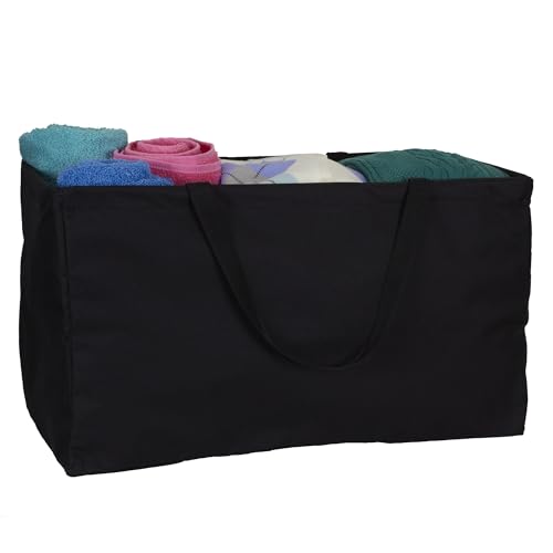 Household Essentials 2212-1 Krush Canvas Utility Tote | Reusable Grocery Shopping Bag | Laundry Carry Bag | Black - color: Black