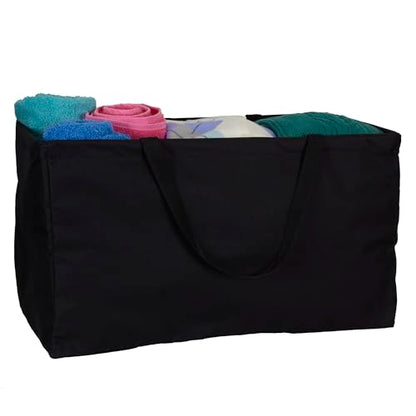 Household Essentials 2212-1 Krush Canvas Utility Tote | Reusable Grocery Shopping Bag | Laundry Carry Bag | Black - color: Black