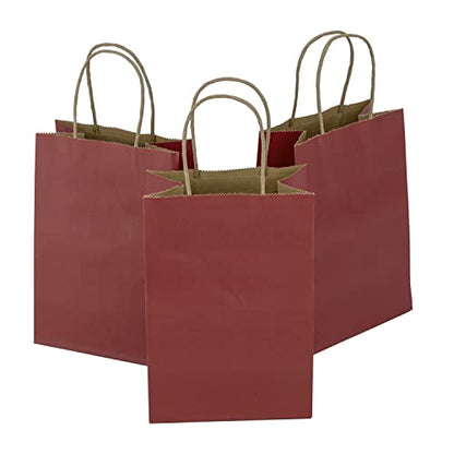 Small Gift Bags with Handles,50pcs Kraft Paper Bags Bulk,Red - color: Red