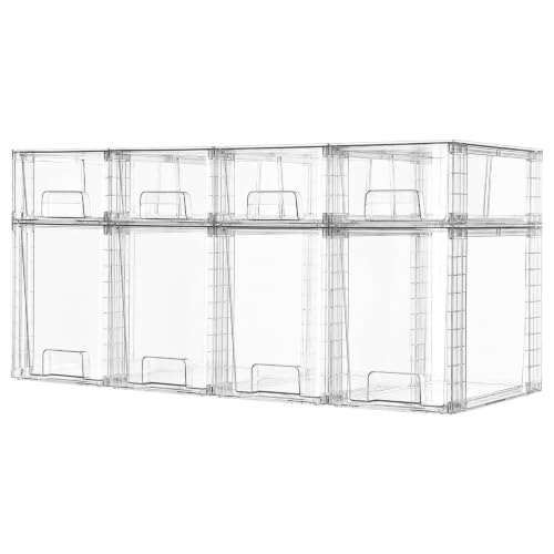 Vtopmart Clear Stackable Storage Drawers, 8 Pack Tall Organizer Set - style: 4 Large+4 Small