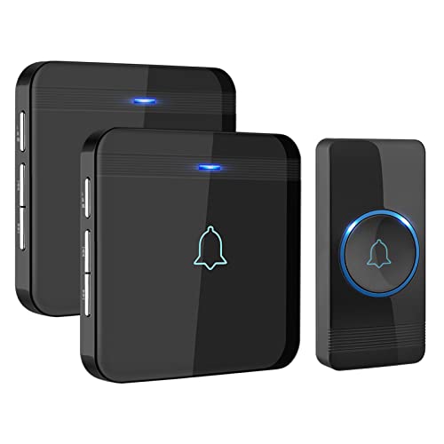 AVANTEK Wireless Doorbell, 1300 ft Range, Waterproof, 2 Receivers, Black - color: Black
