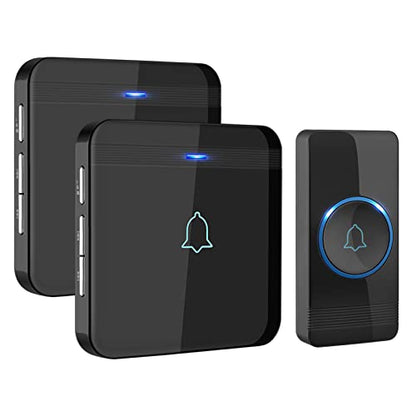 AVANTEK Wireless Doorbell, 1300 ft Range, Waterproof, 2 Receivers, Black - color: Black