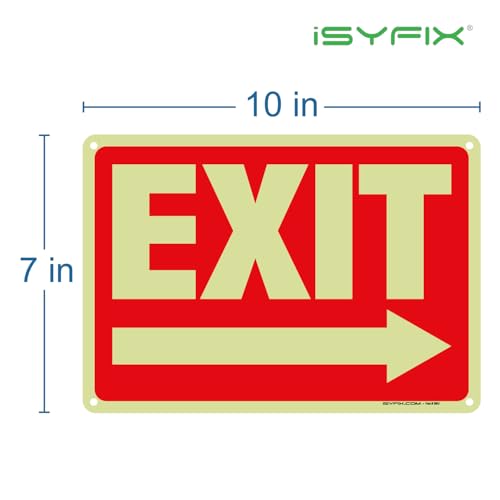 iSYFIX Exit Signs with Right Arrow, Glow in the Dark, 10x7 Inch, 2 Pack - color: Metal Right, size: 2 Pk 10x7