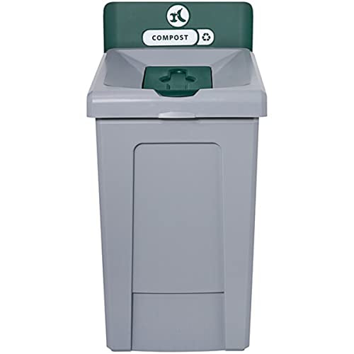 33 Gallon Compost Recycling Station with Lid, Recycle Bin, Exterior Trash Can, Recycling Station Kit, Heavy Duty Premium Plastic, Indoor/Outdoor, Perfect for Kitchen, Home, Office, Garden, Garage - size: Compost
