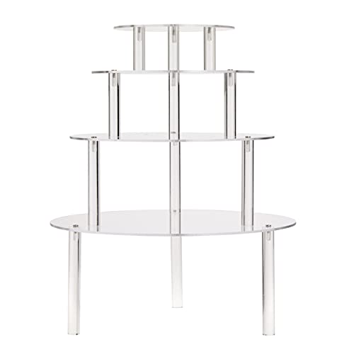 Juvale 4-Piece Round Acrylic Cake Stand Set - Versatile Dessert Display - Customizable Multi-Tier Buffet Risers - Easy-Store Stackable Acrylic Cupcake Stand - 6 in, 8 in, 10 in & 12 in, Clear