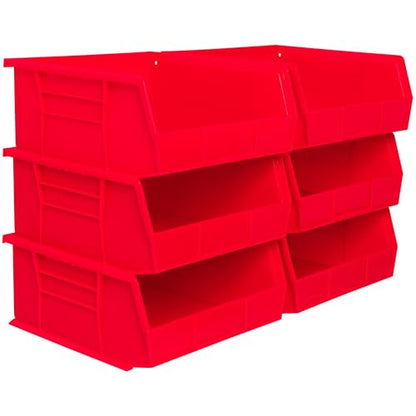 Akro-Mils 30235 AkroBins Plastic Storage Bins, 11"x11"x5", Red, 6-Pack - color: Red