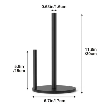 Paper Towel Holder Black Stainless Steel Kitchen Countertop Roll Organizer - color: Black