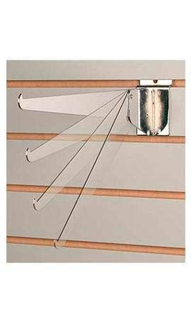 SSWBasics 12" Adjustable Chrome Shelf Bracket for Slatwall - Pack of 3- Chrome Adjustable Shelf Bracket for Slatwall Accessories | Sturdy Slat Wall Accessory for Slatwall Shelves | Essential Slat Wall