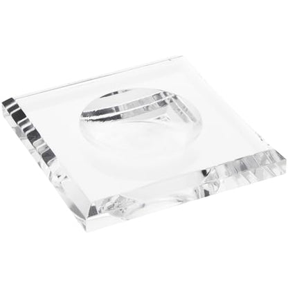 Plymor 3.5" W x 3.5" D Clear Square Egg/Sphere Base (2" Hole) - size: 3.5" x 3.5" x 0.5"