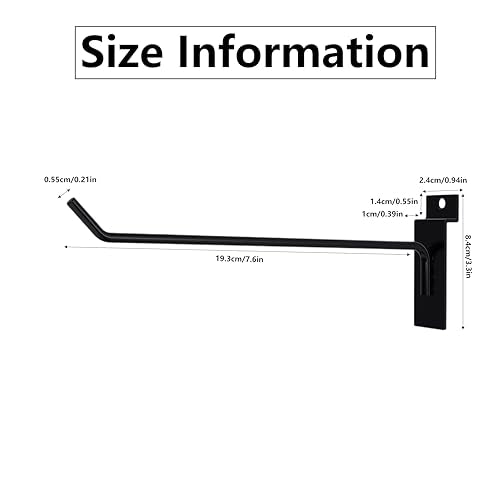 Slatwall Panel Hooks, Black, 8'', 25PCS Slat Wall Tool Hanger - color: Black, size: 8 Inch
