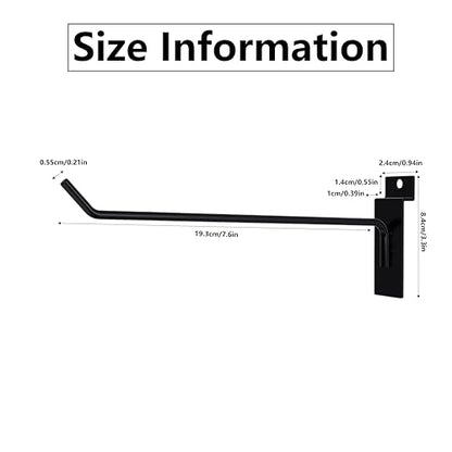Slatwall Panel Hooks, Black, 8'', 25PCS Slat Wall Tool Hanger - color: Black, size: 8 Inch