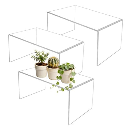 3 Pcs 13 Inch Large Acrylic Risers Display Stands 5 mm Thick Clear Jewelry Collectibles Holder Acrylic Shelf Riser Showcase for Food Figures Cupcakes Perfume Cabinet