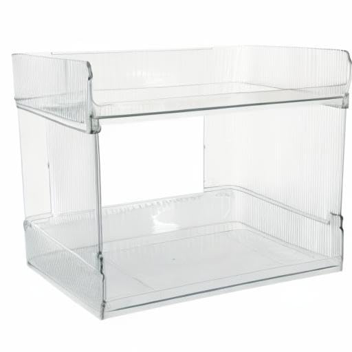 Skywin Stackable Plastic Storage Bins Open Front, 2-Tier - Clear