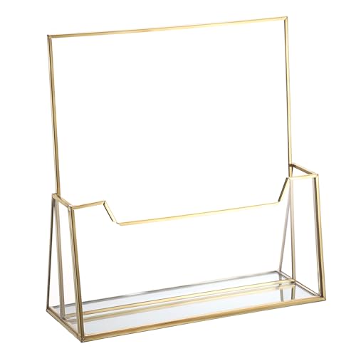 BTSKY Golden Glass Brochure Holder 8.5 x 11 Inches, Trifold Flyer Holder