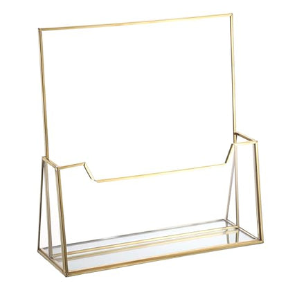 BTSKY Golden Glass Brochure Holder 8.5 x 11 Inches, Trifold Flyer Holder